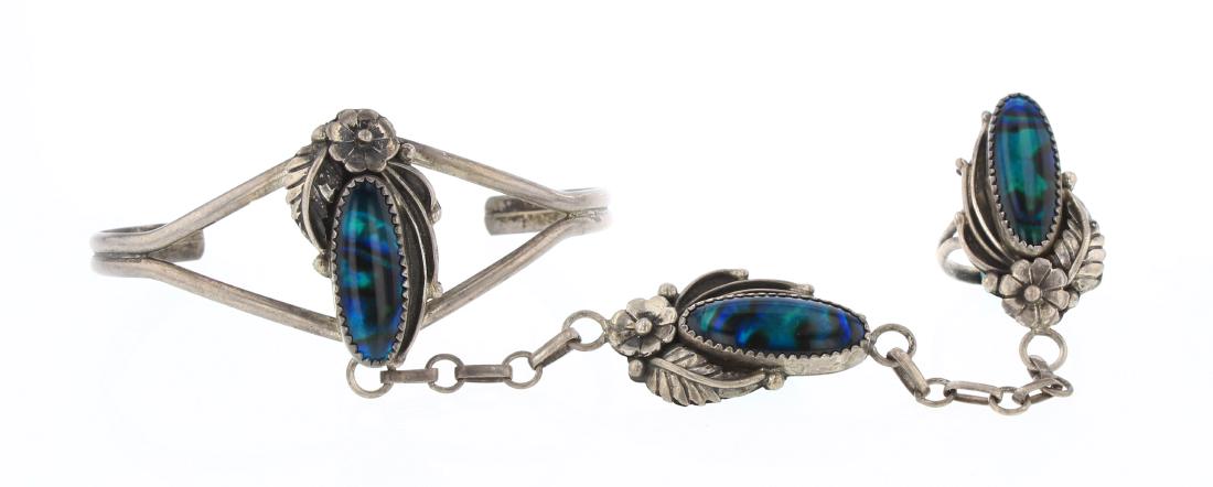 Vintage Abalone Shell Slave Bracelet & Ring Set (1 of 3)