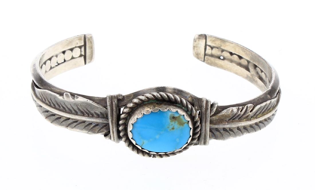 TB Vintage Turquoise Leaf Cuff Bracelet (1 of 3)