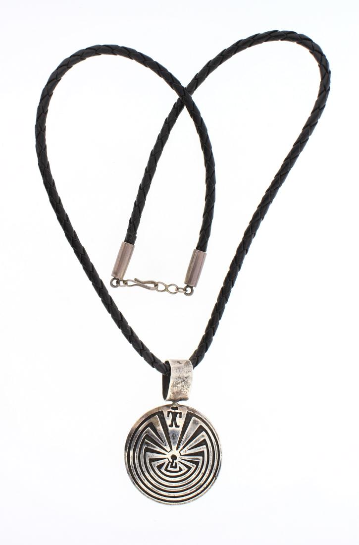 Vintage Man in the Maze Pendant & Leather Necklace Set (1 of 2)