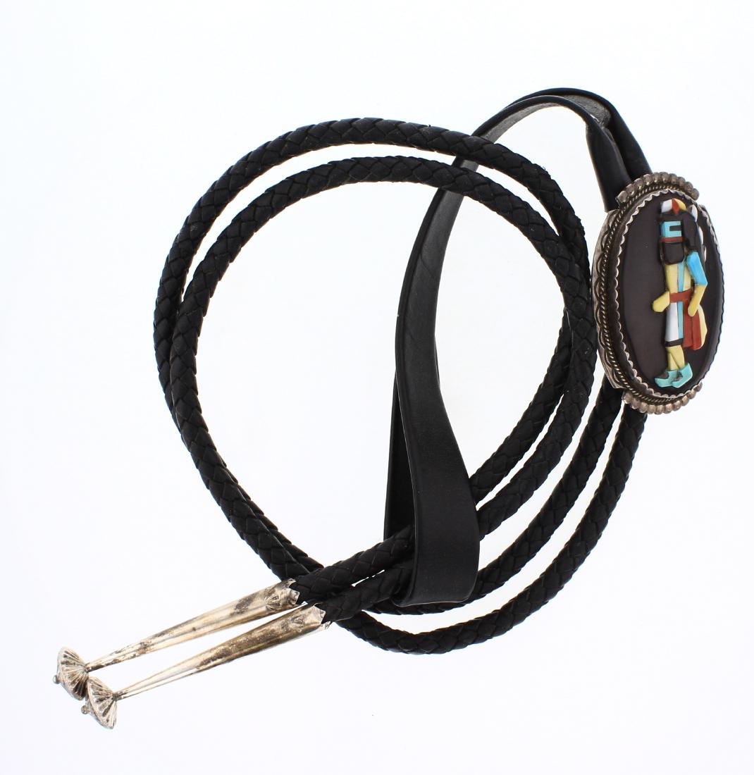 Ben Etsate Vintage Zuni Carved Stone Inlay Bolo Tie (1 of 3)