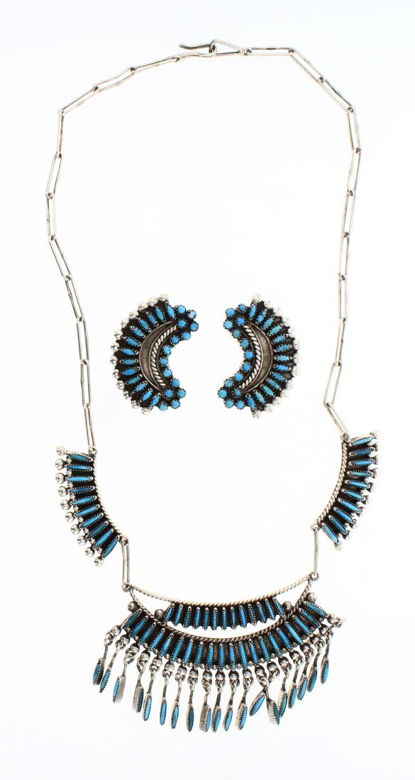 Sleeping Beauty Turquoise Zuni Needlepoint Intricate (1 of 2)