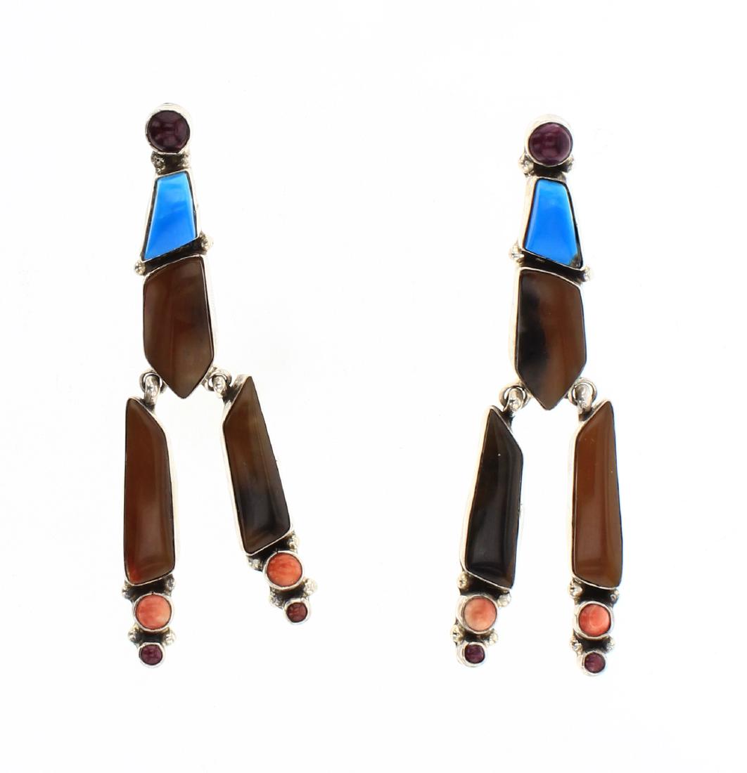 Contemporary Turquoise & Jasper Dangle Post Earrings (1 of 2)