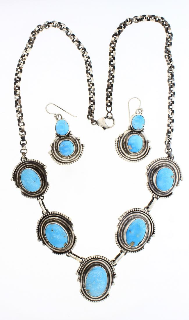 Lorenzo Juan Contemporary Turquoise Necklace & Earrings (1 of 2)