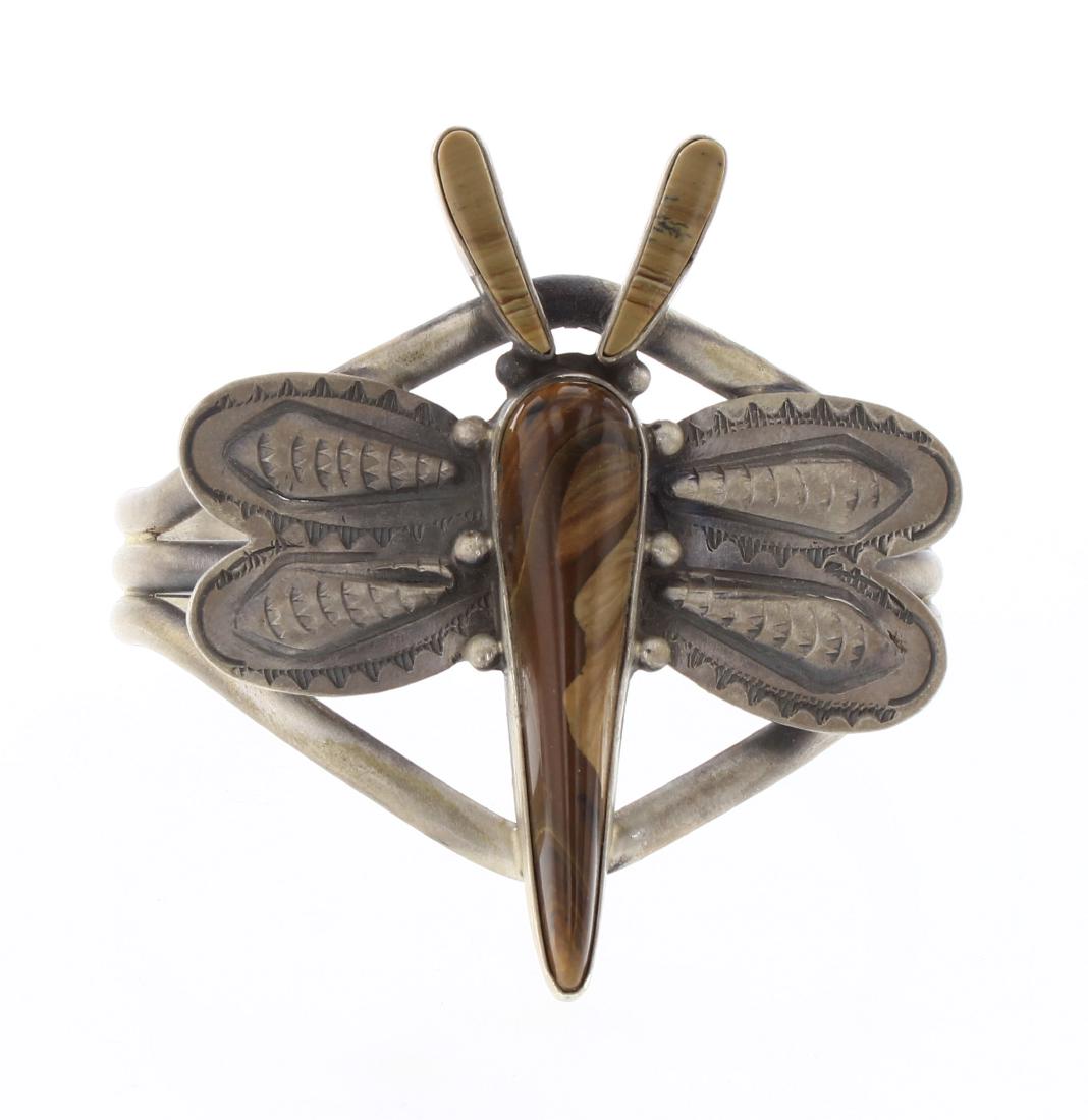 Melvin Francis Vintage Jasper Dragonfly Cuff Bracelet (1 of 3)