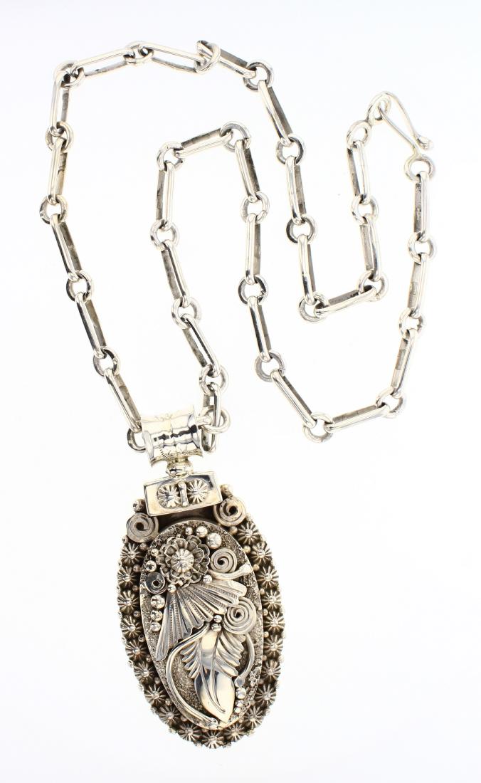 Ben Begaye Vintage Mixed Media Leaf Flower & Feather (1 of 2)