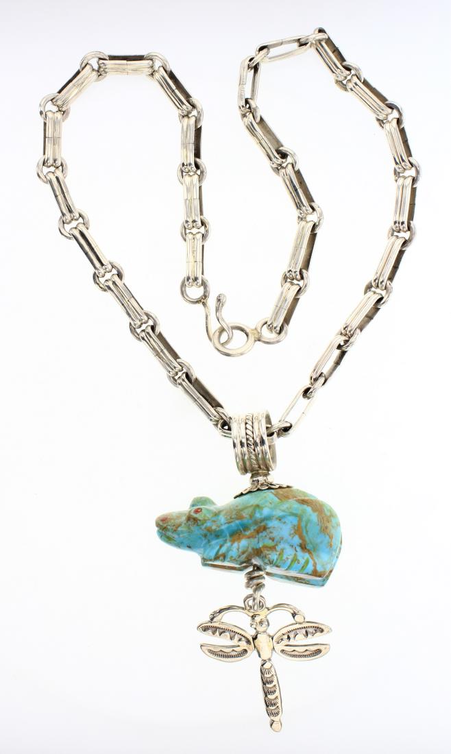 Dinah Gasper Turquoise Frog & Dragon Fly Necklace & (1 of 2)