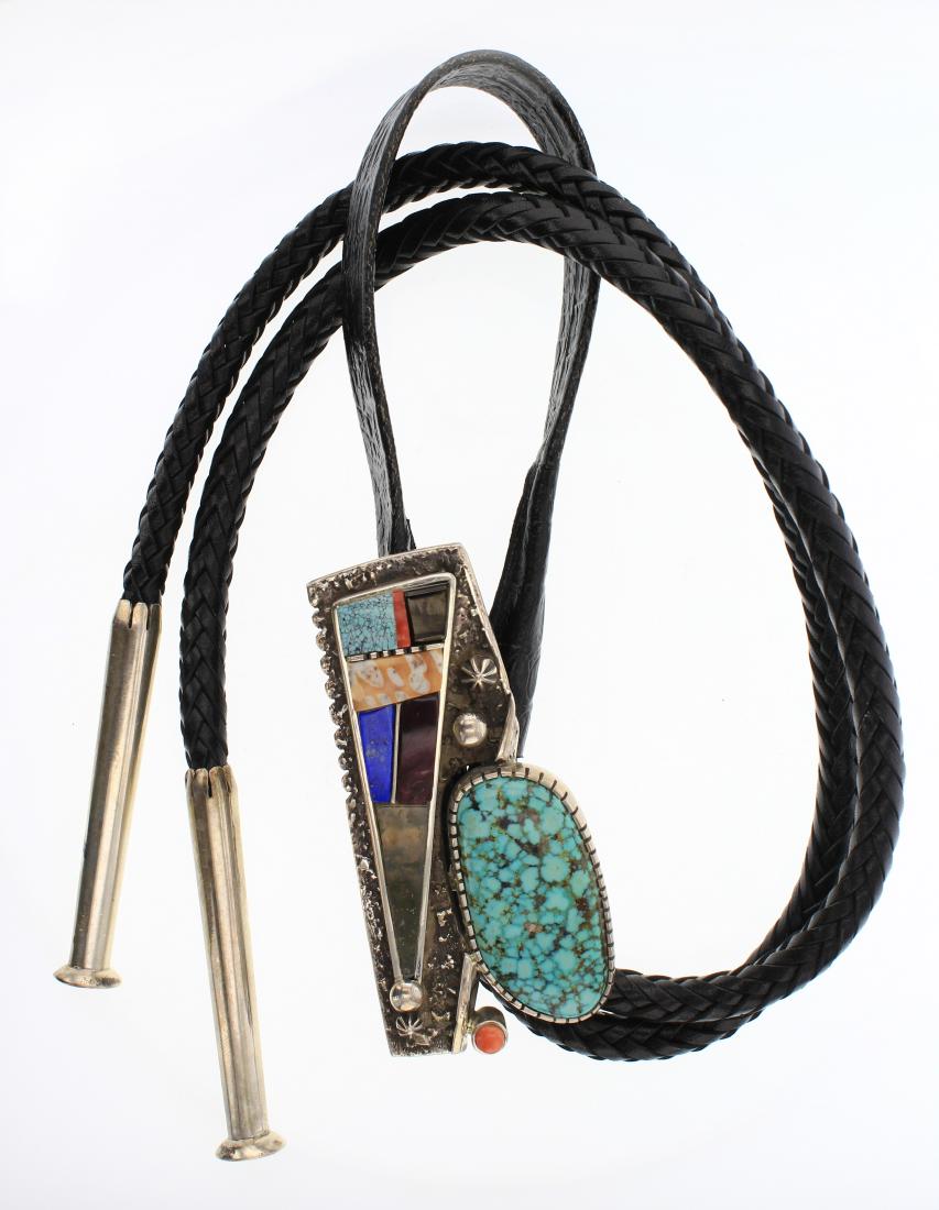 VAB Vintage Multi Stone Tufa Cast Large Bolo Tie (1 of 2)