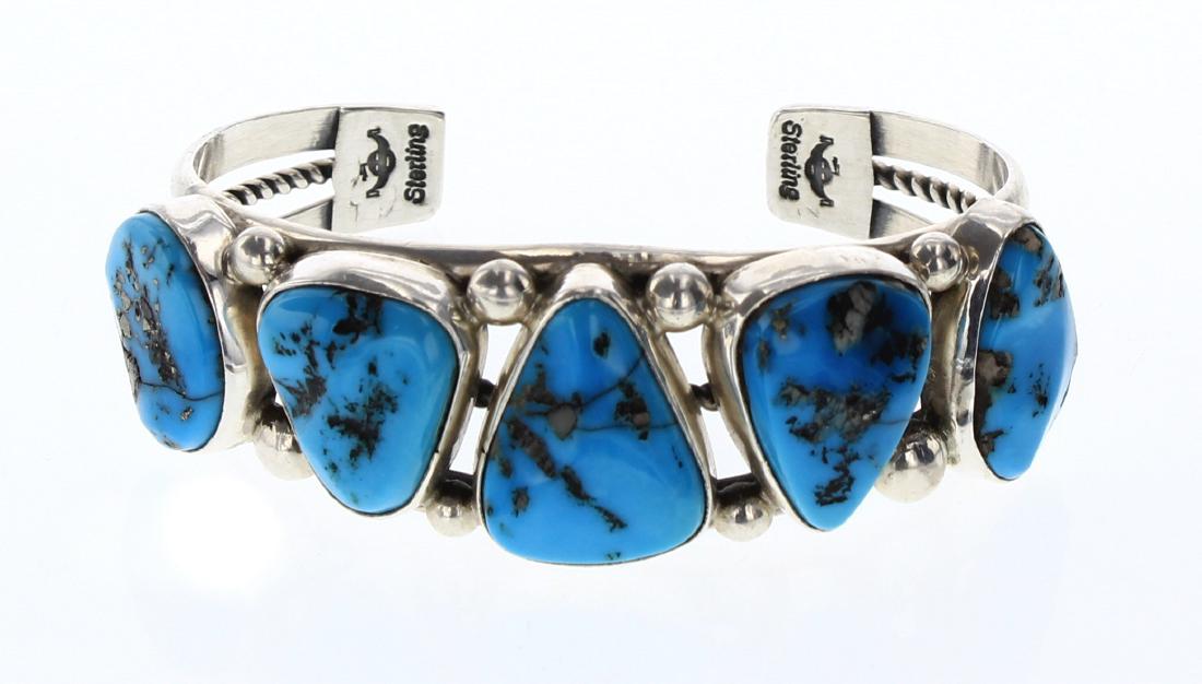 Vintage Turquoise Nugget Row Bracelet (1 of 3)