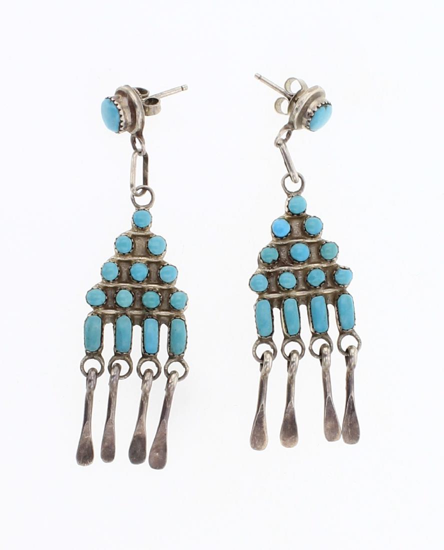 Vintage Turquoise Petit Point Post Dangle Earrings (1 of 2)