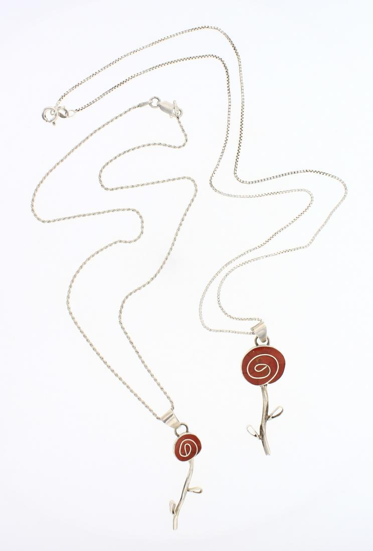 Johnson Vintage Coral Flower Motif Necklace Set of Two (1 of 2)