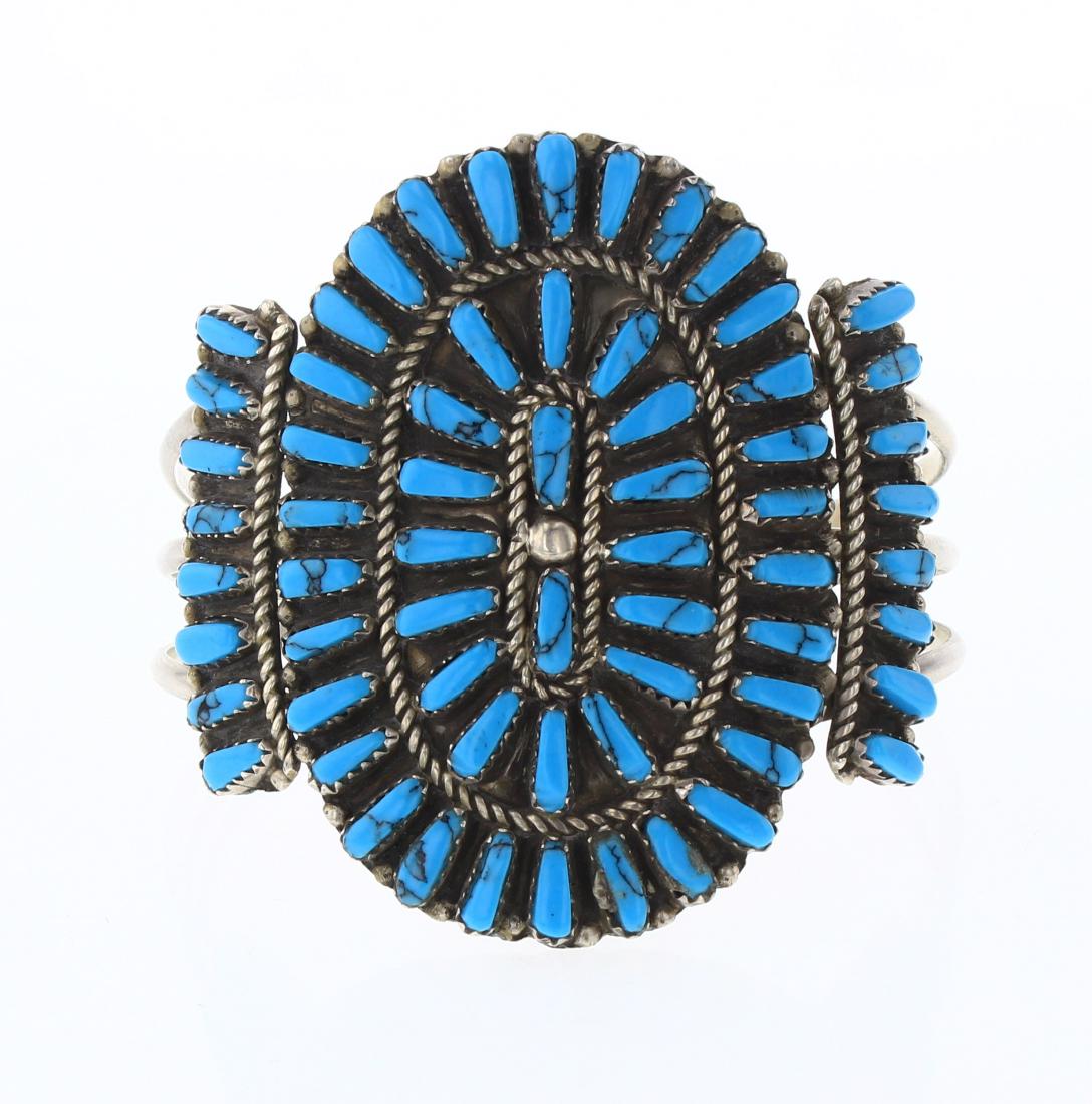 Vintage Block Turquoise Cluster Bracelet (1 of 3)