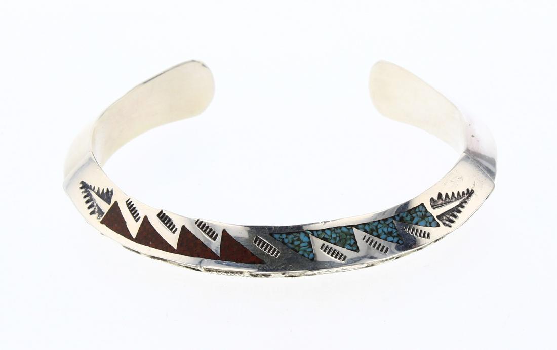 Ray Begay Turquoise & Coral Story Teller Bracelet (1 of 4)