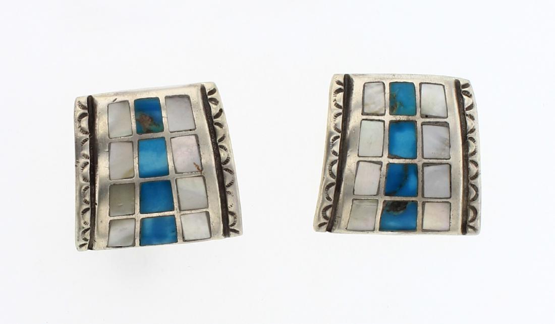 Vintage Turquoise & Pearl Post Earrings (1 of 2)