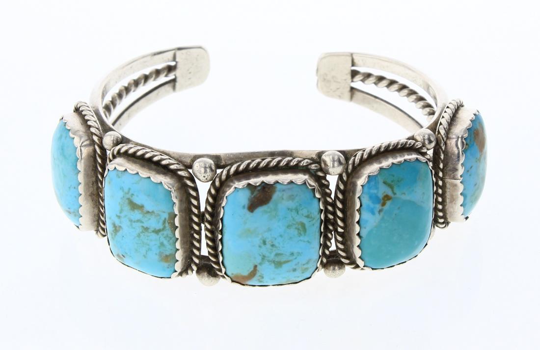 EYD Vintage Turquoise Square Row Cuff Bracelet (1 of 3)