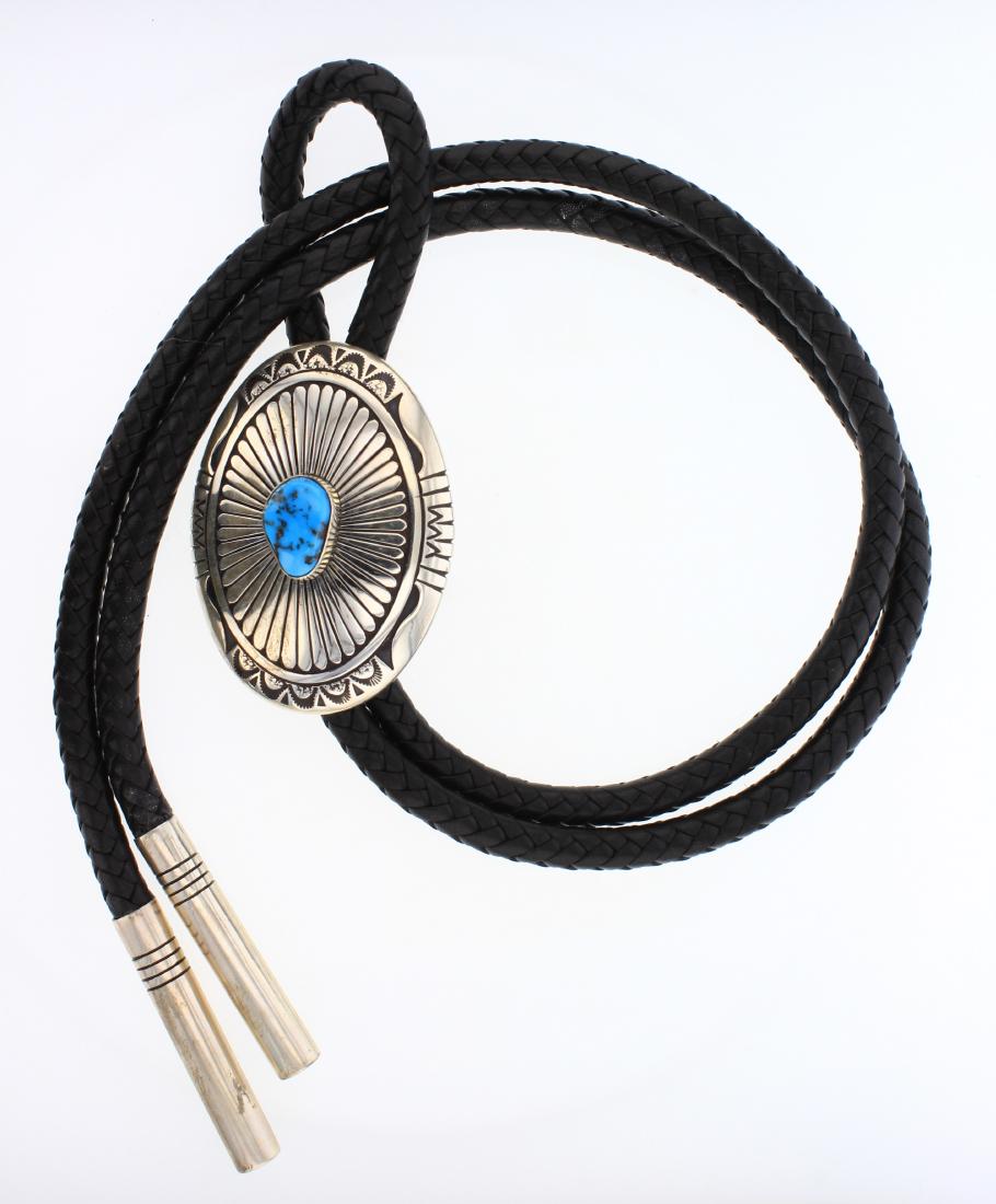 Charlie John Vintage Turquoise Deep Etch Bolo TIe (1 of 2)