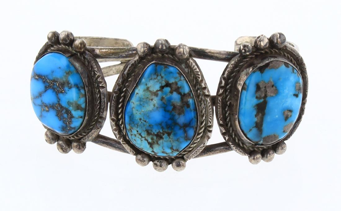 Old Pawn Turquoise Free Form Row Bracelet (1 of 3)