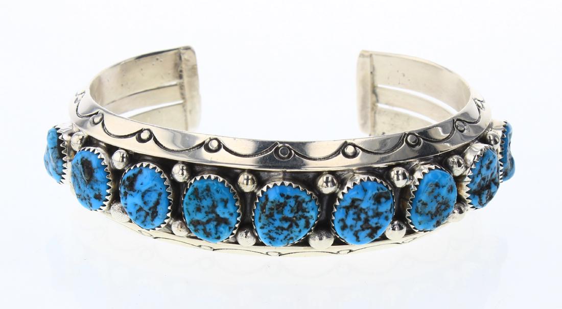 Sarah Curley Vintage Turquoise Nugget Row Cuff Bracelet (1 of 3)