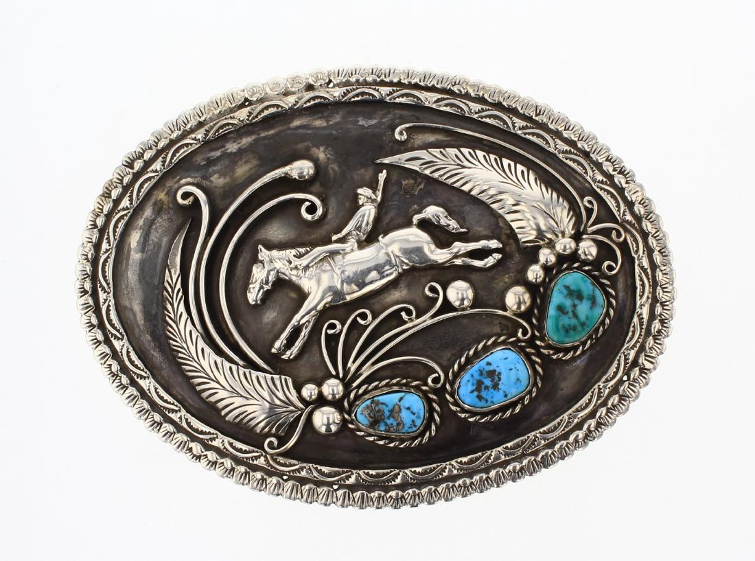 Old Pawn Turquoise Rodeo Belt Buckle (1 of 2)
