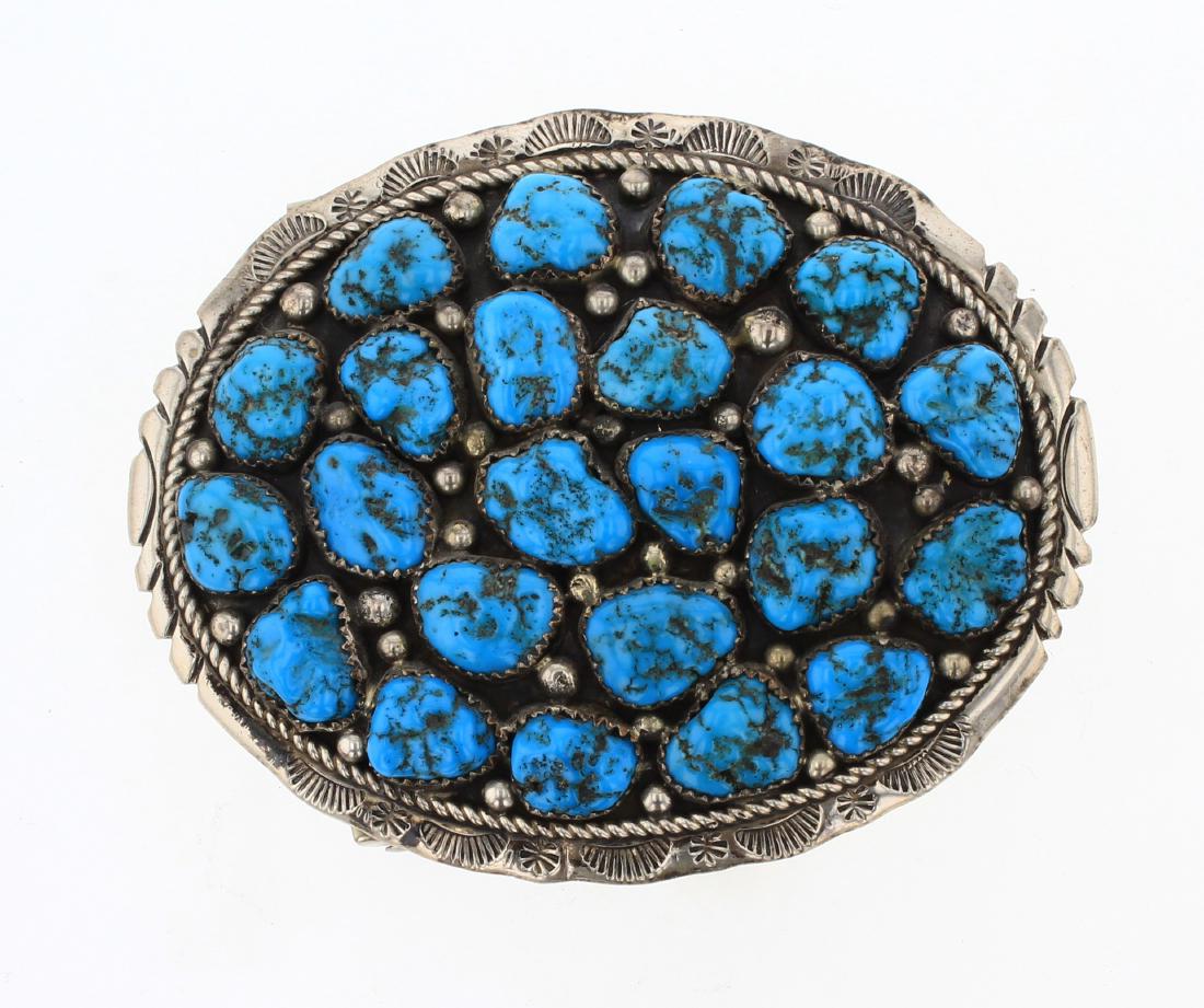 Marlene Jones  Old Pawn Cluster Nugget Belt Buckle (1 of 2)