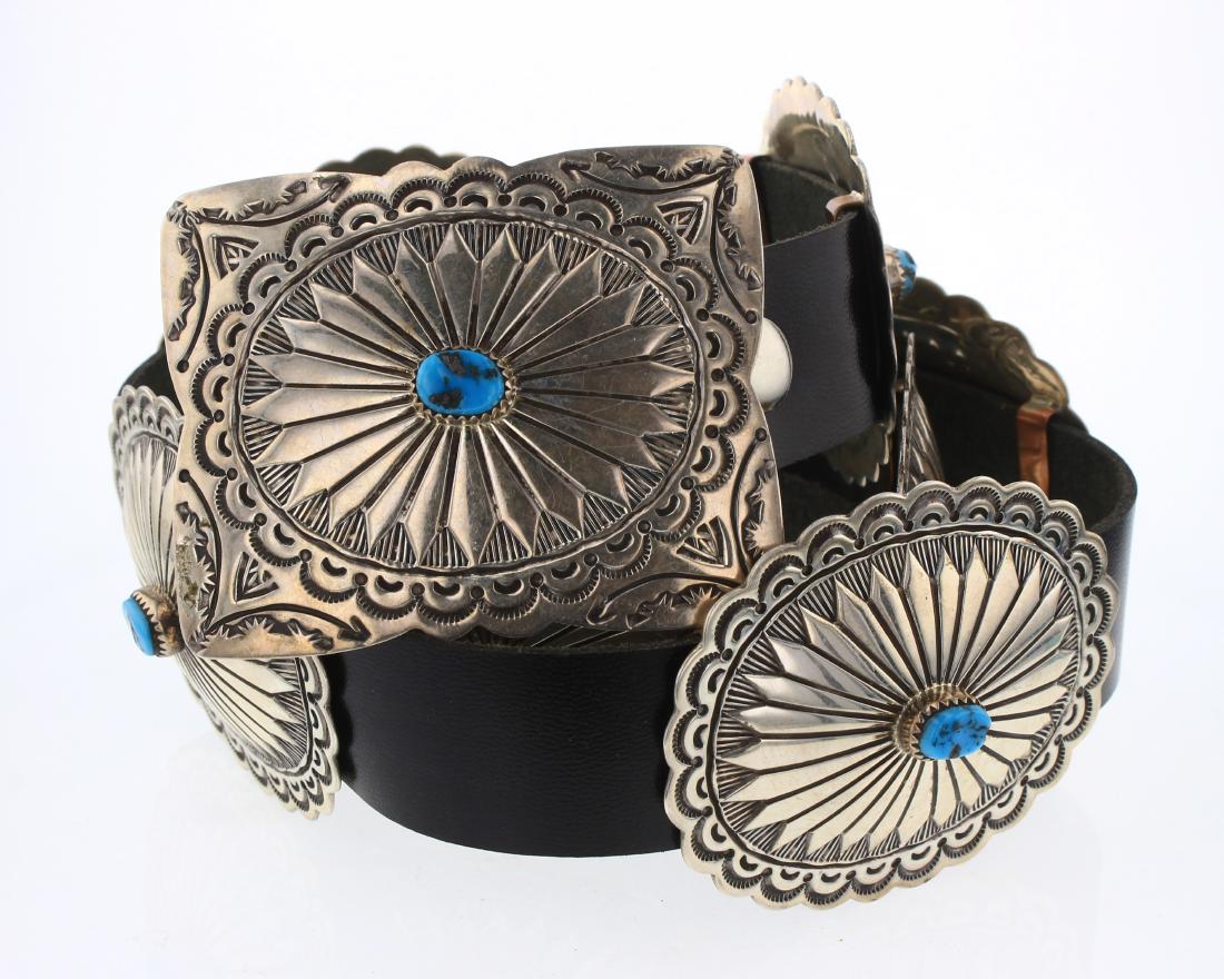 Tim Guerro Vintage Turquoise Heavy Stamp Concho Belt (1 of 2)
