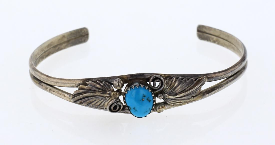 Vintage Turquoise Leaf Cuff bracelet (1 of 3)