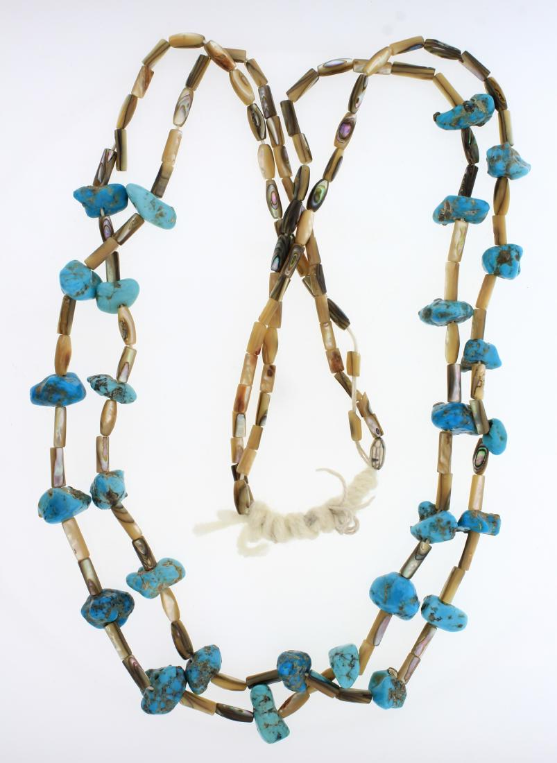 Vintage Original Turquoise & Shell Multi Stand Necklace (1 of 2)
