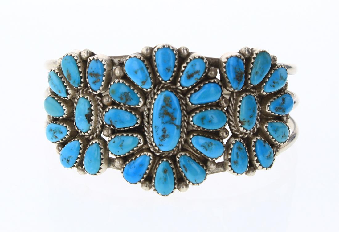 JMW Vintage Turquoise Cluster Cuff Bracelet (1 of 3)