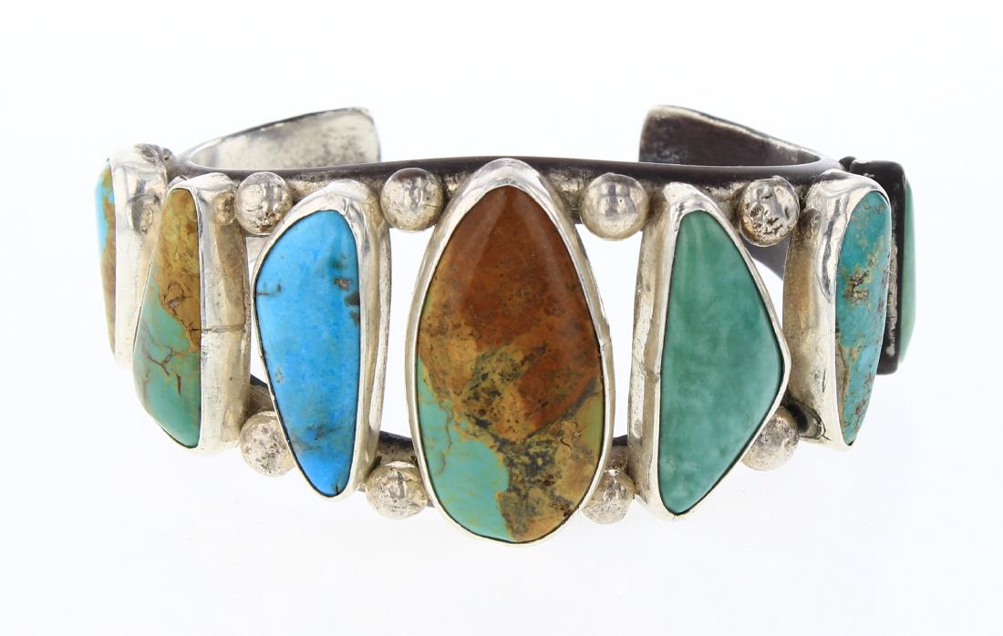 Milford Calamity Vintage Turquoise Freeform Row Cuff (1 of 3)