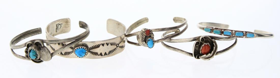 Old Pawn & Vintage Turquoise & Coral Bracelets Lot of (1 of 3)