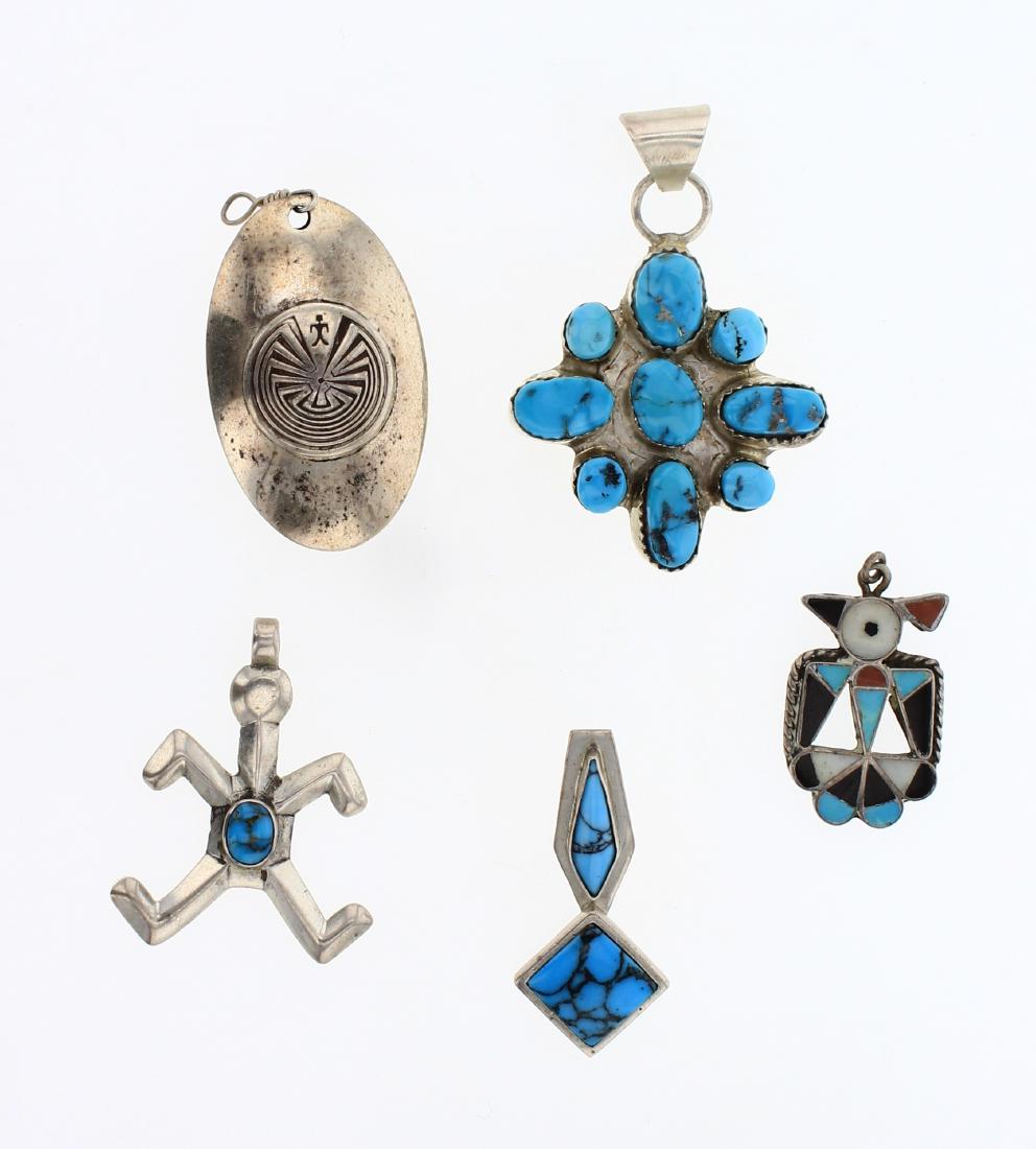 Old Pawn & Vintage Turquoise Pendants Lot of Five (1 of 2)