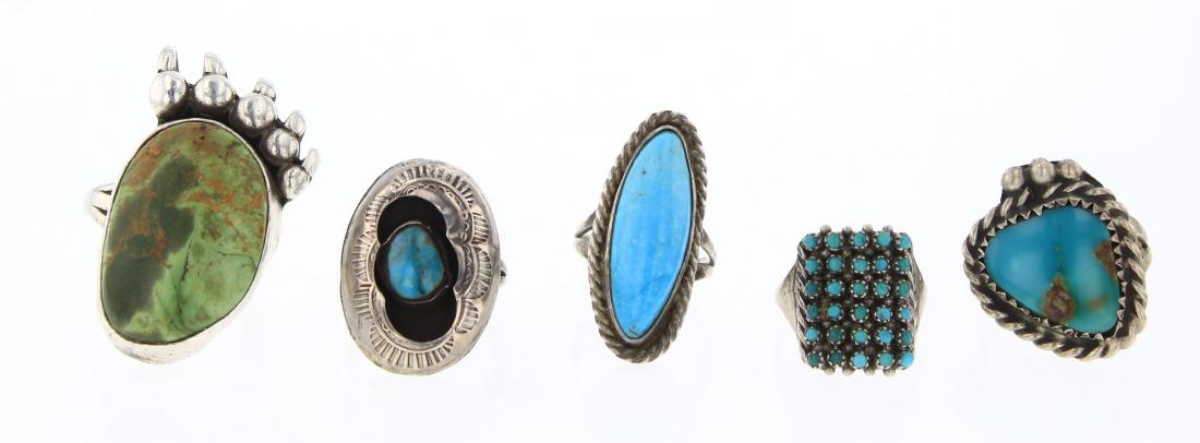 Old Pawn & Vintage Turquoise Rings Lot of Five (1 of 3)