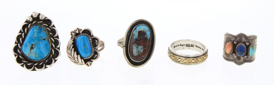 Old Pawn & Vintage Turquoise Rings Lot of Five (1 of 3)