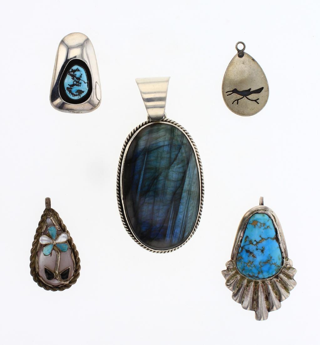 Old Pawn & Vintage Turquoise & Shell Pendants Lot of (1 of 2)