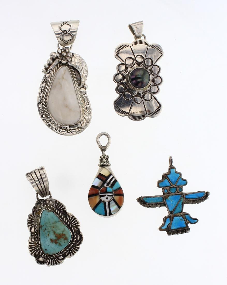 Old Pawn & Vintage Multi Stone Pendants Lot of Five (1 of 2)