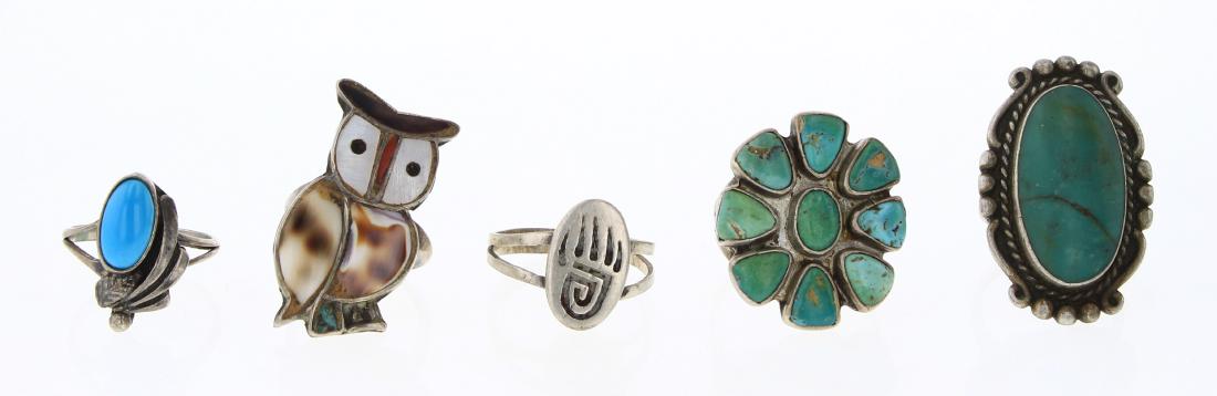 Old Pawn & Vintage Turquoise Rings Lot of Five (1 of 3)
