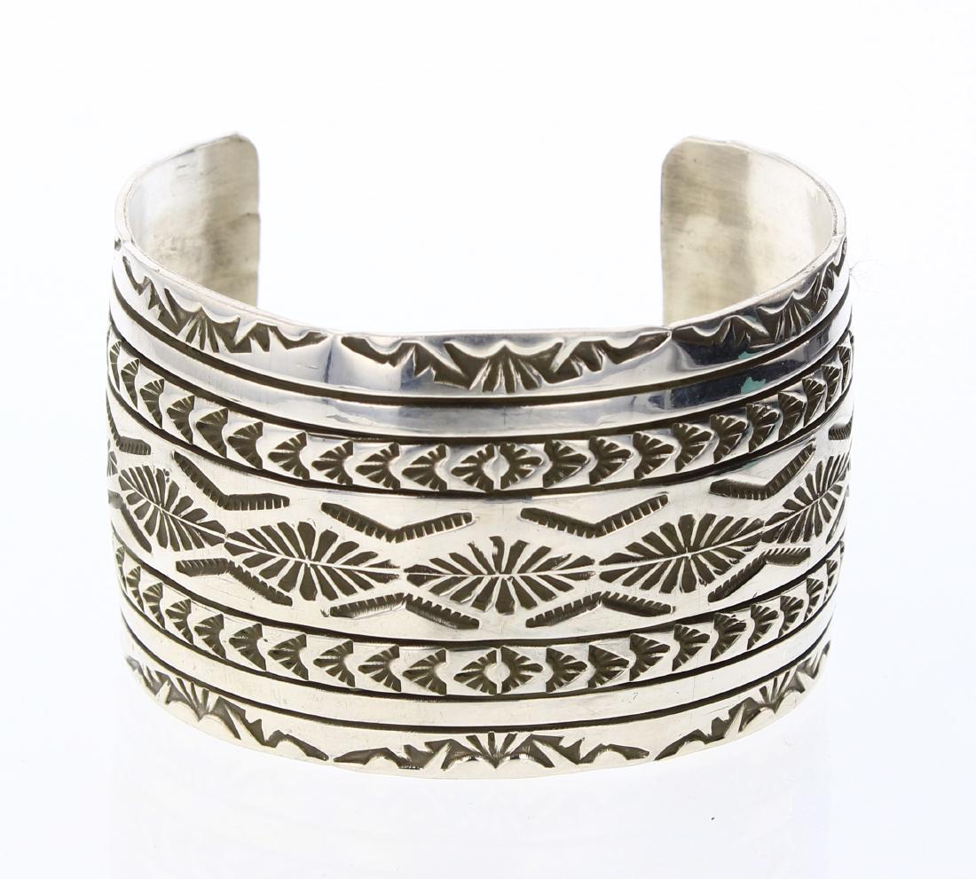 RE Vintage Heavy Stamp Geometric Design Cuff Bracelet (1 of 3)