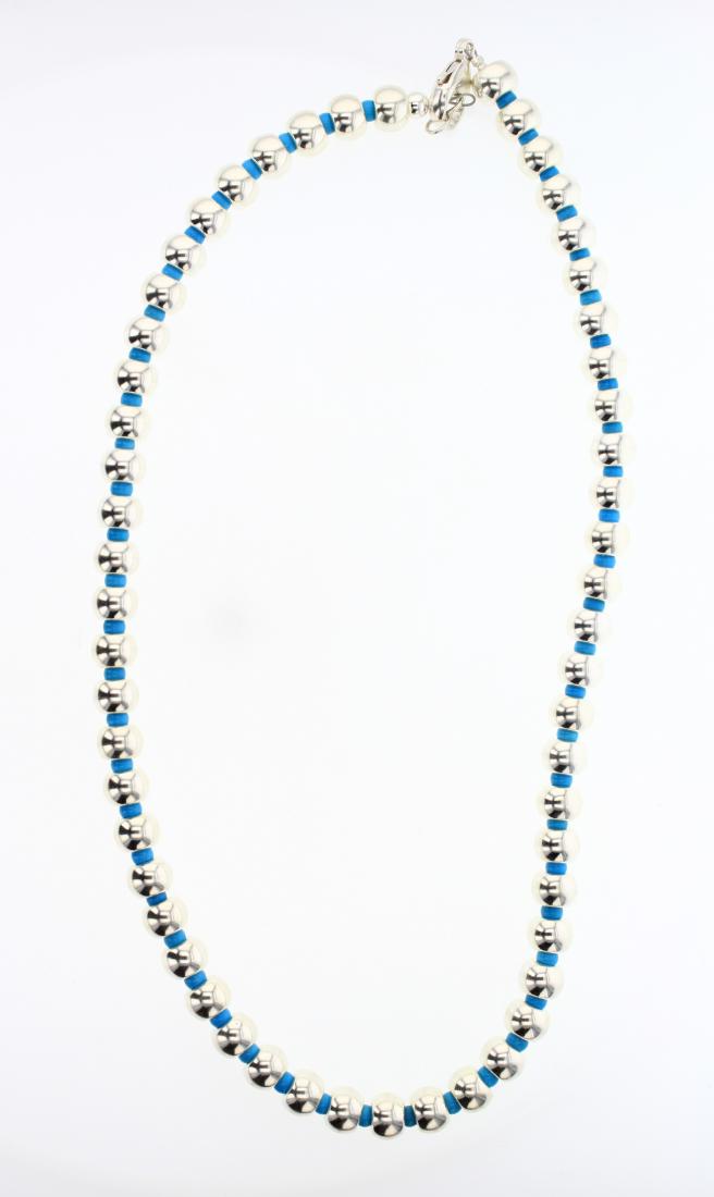 Sleeping Beauty Turquoise & Silver Beads Necklace (1 of 2)
