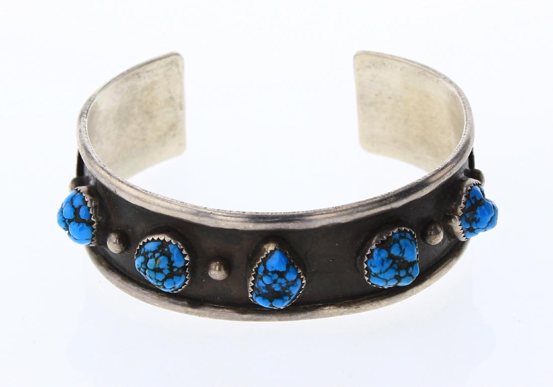 Vintage Kingman Nugget Turquoise Row Cuff Bracelet (1 of 3)