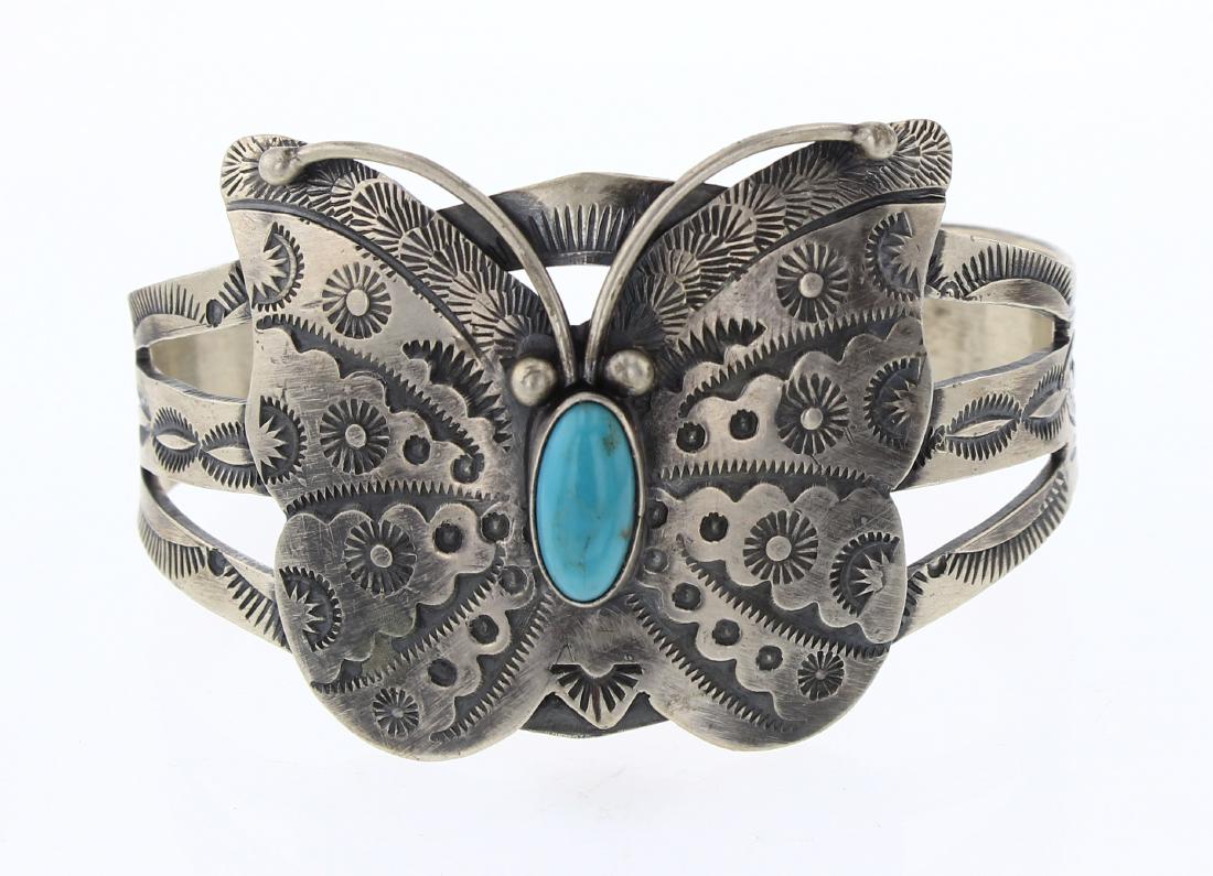 Bobby Johnson Vintage Turquoise Butterfly Cuff Bracelet (1 of 3)