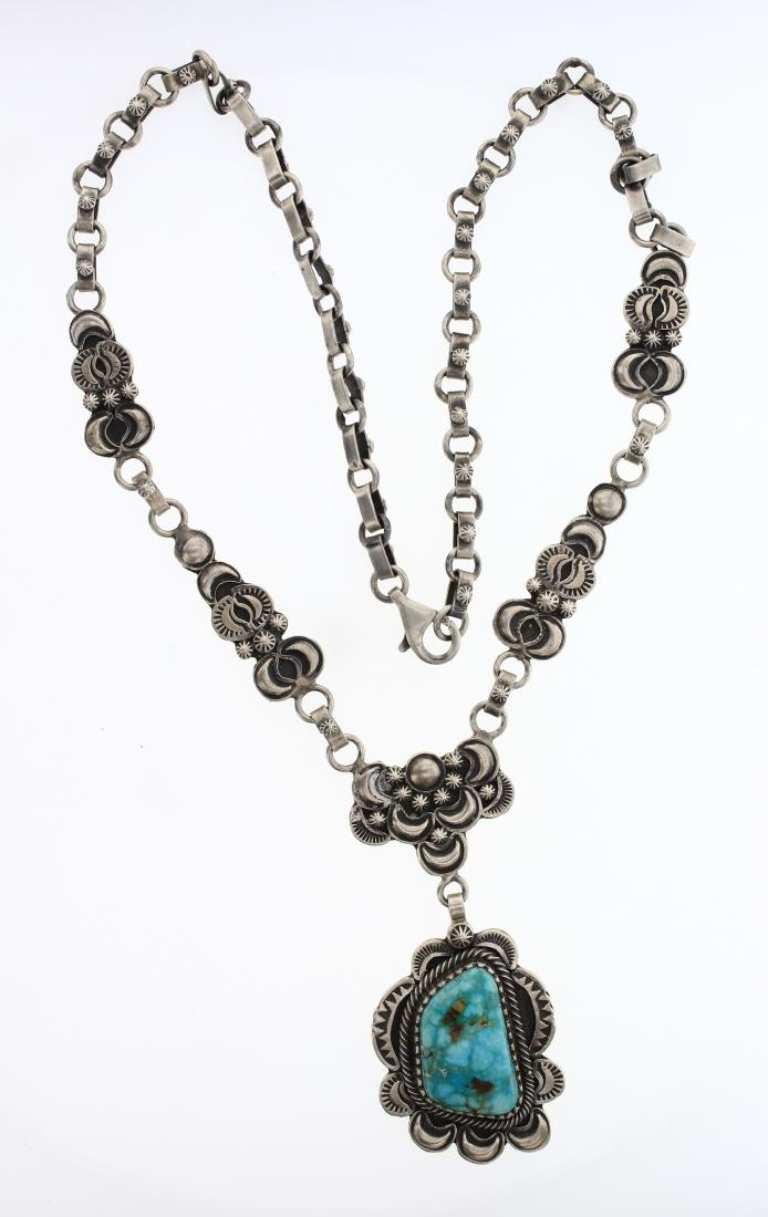 Sheila Tso Vintage Turquoise Stamp Handmade Chain Link (1 of 2)