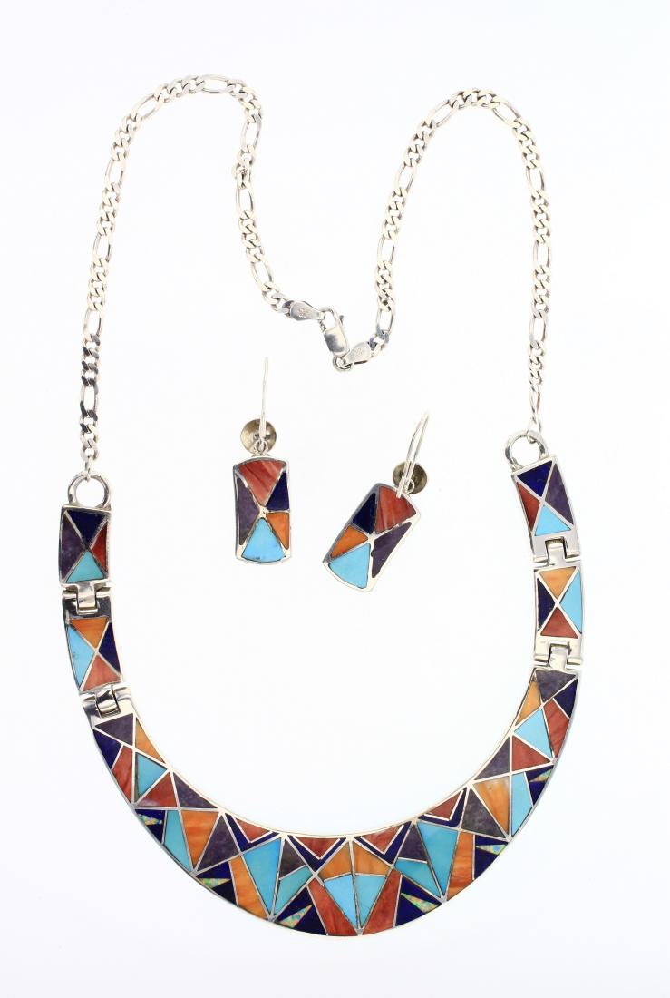 Reversible Inlay Contemporary Multi Stone  Necklace & (1 of 3)