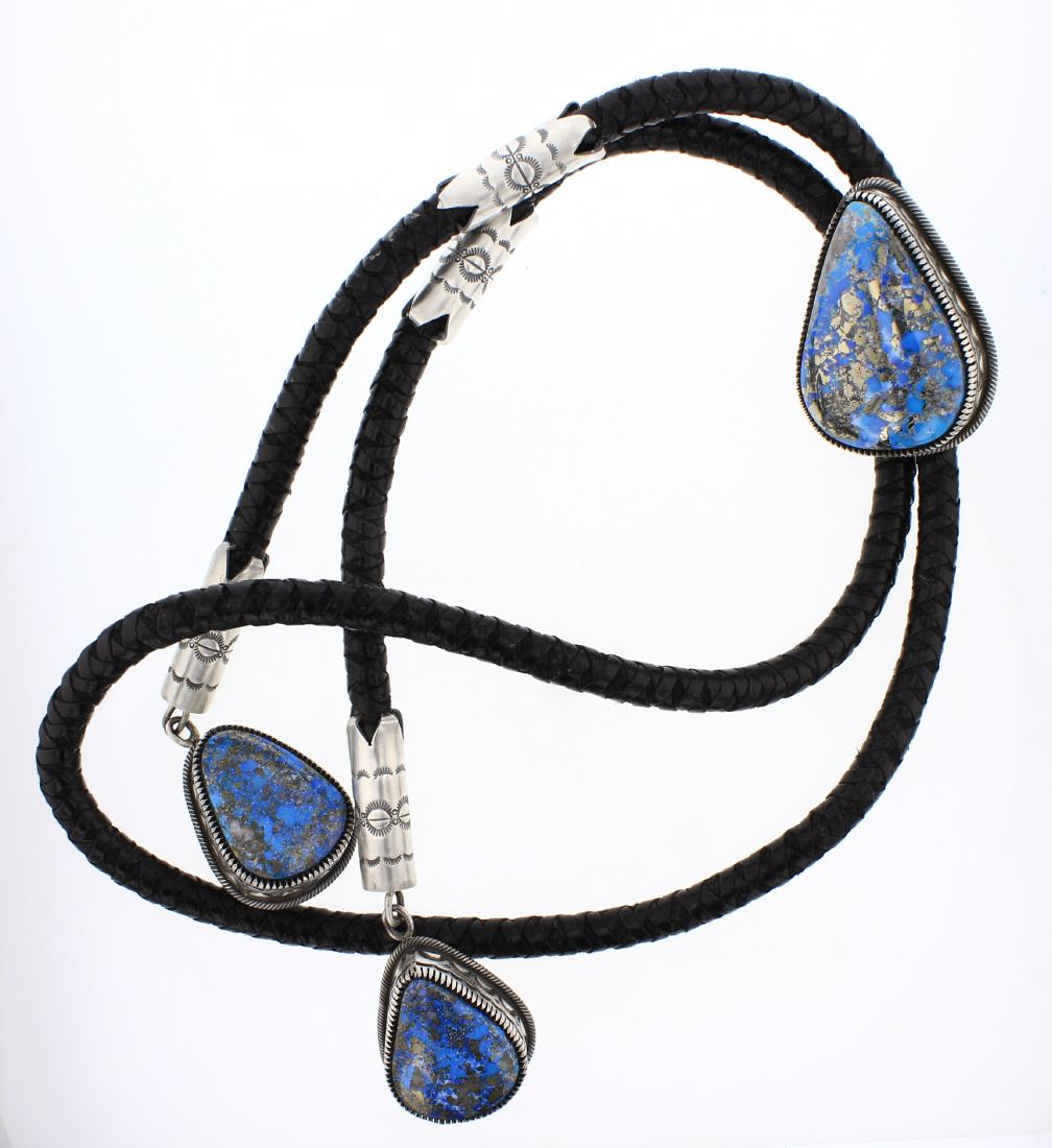 Mark Yazzie Contemporary Morenci Turquoise Bolo Tie (1 of 2)