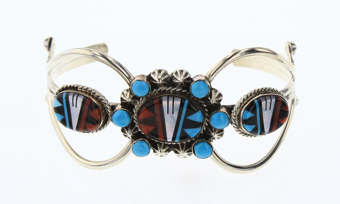 Vintage Zuni Inlay Multi Stone Bracelet (1 of 3)