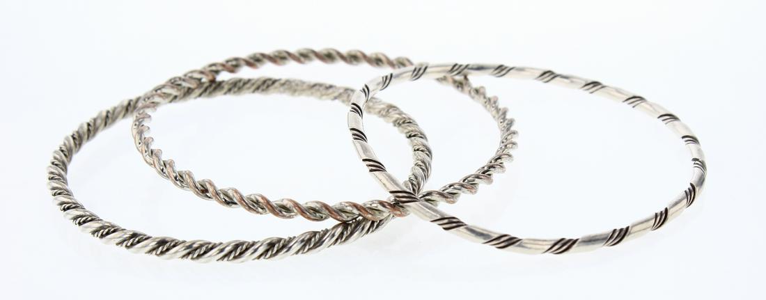 Vintage Mixed Design Bangle Bracelet Lot of Three (1 of 3)