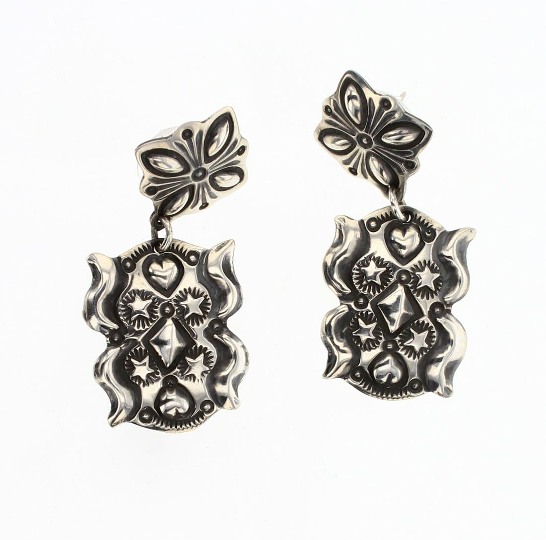 Darrel Becenti Heavy Stamp Post Dangle Earrings (1 of 2)