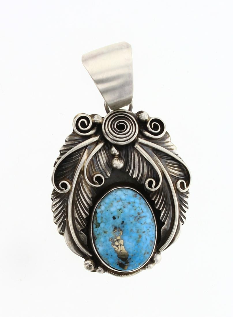Contemporary Turquoise Leaf Pendant (1 of 2)