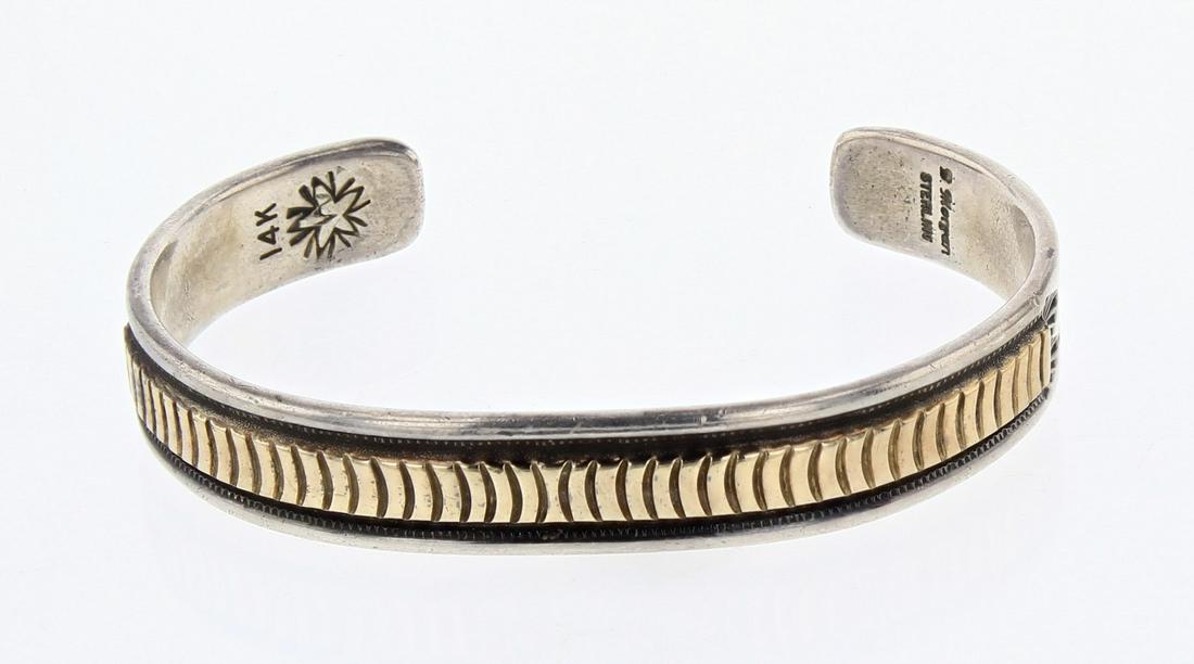 Bruce Morgan Vintage 14K Gold over Silver Stamp Cuff (1 of 3)