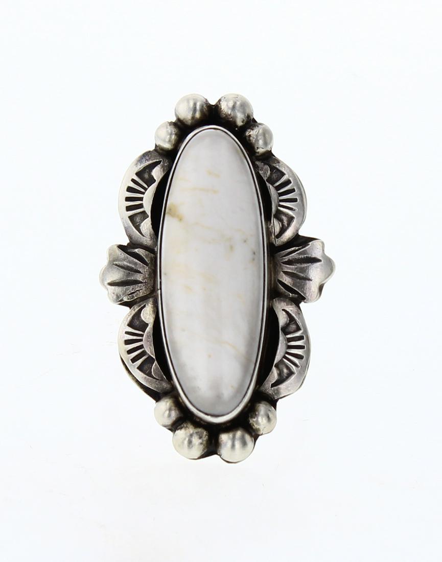 Vintage White Buffalo Elongated Stamp Ring (1 of 3)