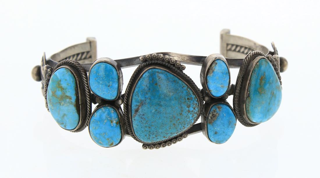 Vintage Kingman Turquoise Freeform Large Drop Bracelet (1 of 3)
