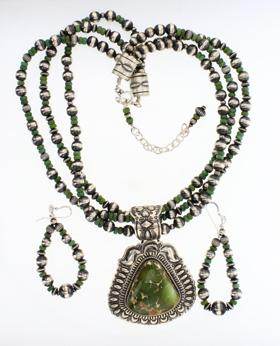 Darrel Becenti Royston Turquoise Necklace & Earrings (1 of 2)